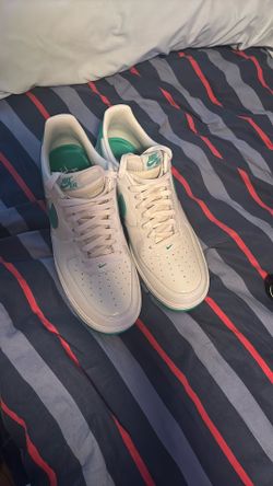 White/Green Nike Air Force 1s Size 12.5