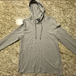 Men’s Gray Lightweight Thin Hooded Shirt LARGE