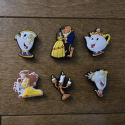 Lot Of 6 Beauty And The Beast Shoe Charms 