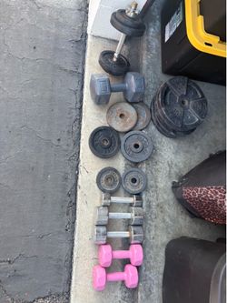 Assorted Dumbbells and Weights plates