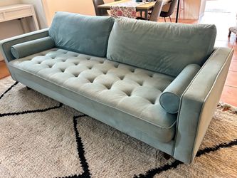 Turquoise Velvet MCM Sofa