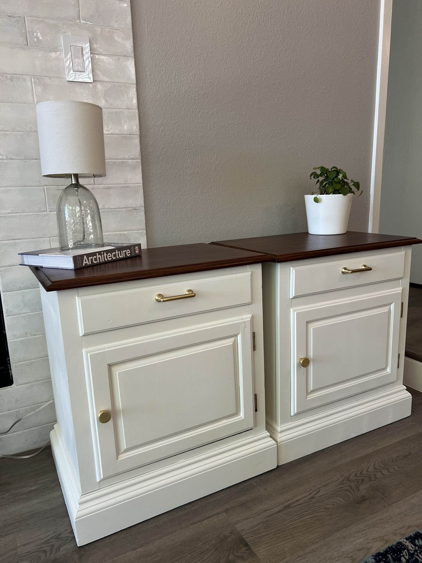 Refinished Set Of Nightstands | Solid Wood | White