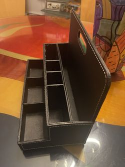 Black Leather Letter Organizer