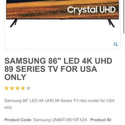 📺 Samsung 86” 4K UHD Smart TV – Huge Screen!