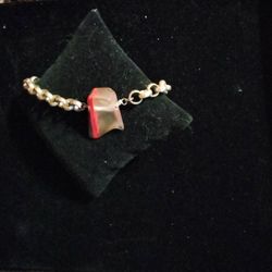 Silver Link Bracelet with Rock Charm