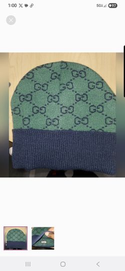 Gucci Navy and Forest Green Knit Hat 