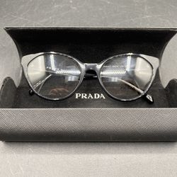 Prada Eyeglasses Frames Women's Black Round Modern 53/18~140 Vpr01t