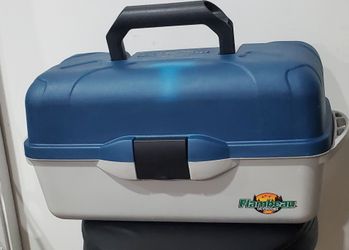 Flambeau Outdoors Plastic Hard Case Tackle Box, 3 Compartment, Blue/Gray