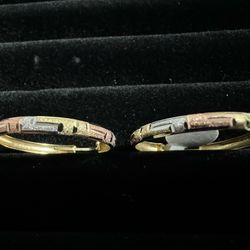 14 K Greek Key Textured Hoop Earrings 