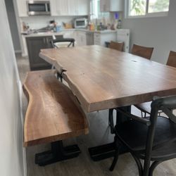 Solid Wood Live Edge Dining Table Set