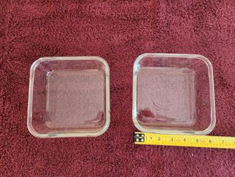 Two square clear glass containers 5-3/4" x 2" deep