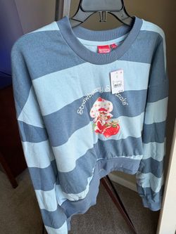 Strawberry Shortcake Striped Cropped Fleece Graphic Sweatshirt - NWT