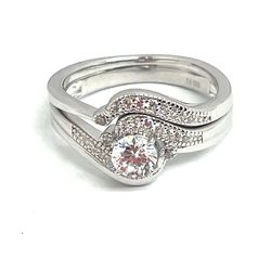 925 Sterling Silver CZ Two Piece Ring Set 4.70g Size 8 199399/20