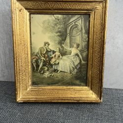 Framed Italian miniature print - lancret the kite