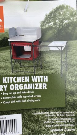 Ozark Trail Camping Table, Silver and Red, 31 Height" x 13 width" x 8.25 length"