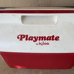Vintage 80’s Playmate by Igloo Cooler Red White Side Push Button Open 16 Qt
