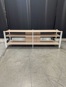 Modern Light Wood Look and White 3-Tier Media Console