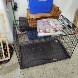 Dog Crate, Pet Blanket, and Buffalo Natural Food