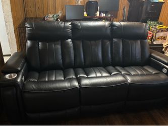 Black Leather Reclining Sofa