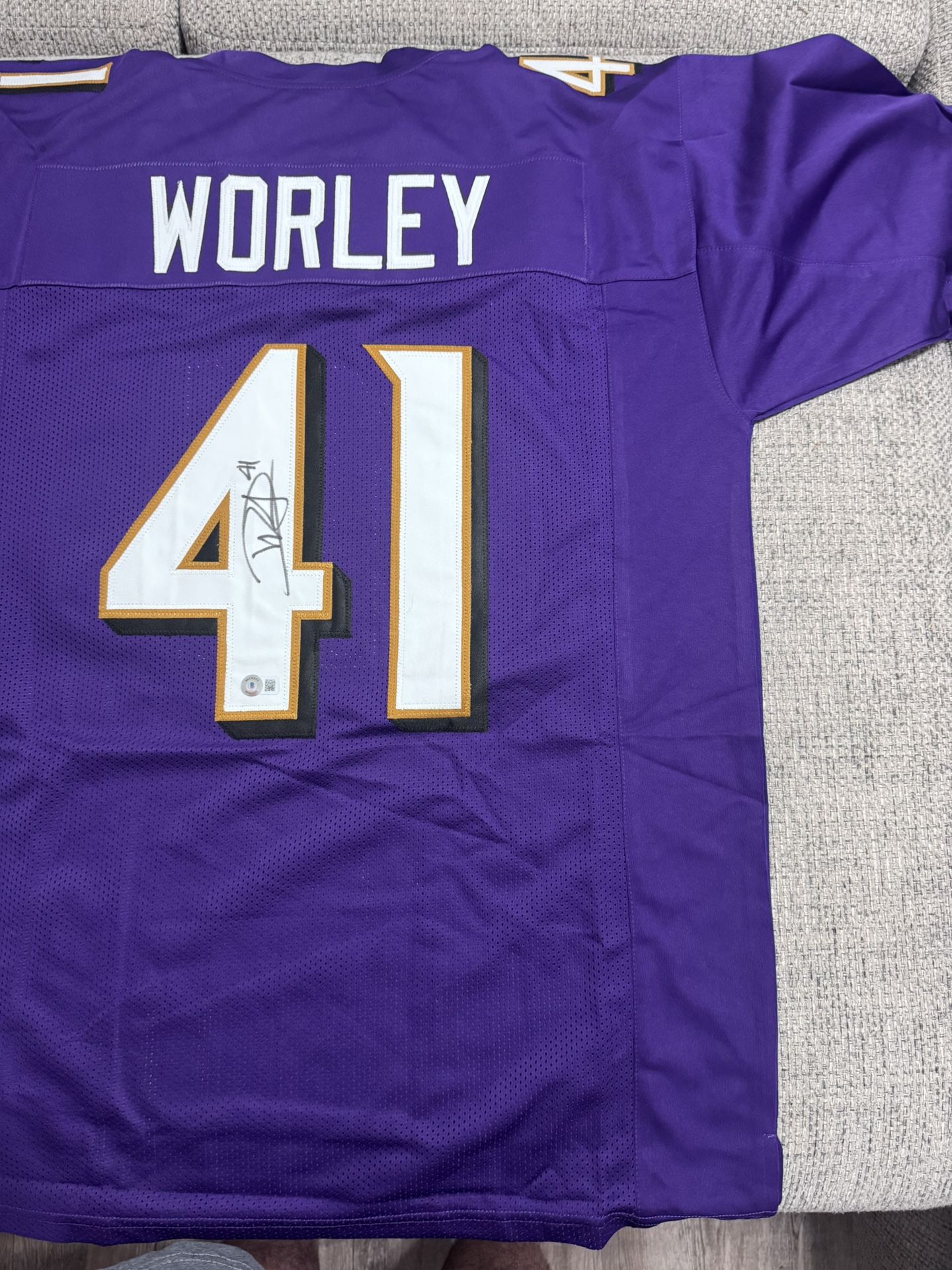 Daryl Worley Signed Autograph Custom Jersey - Beckett Coa - Baltimore Ravens