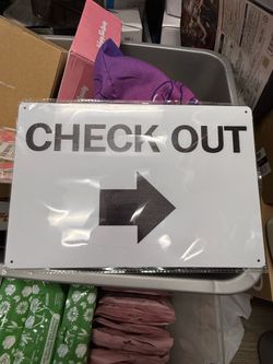 Check Out with Right Arrow Sign 12x8 in