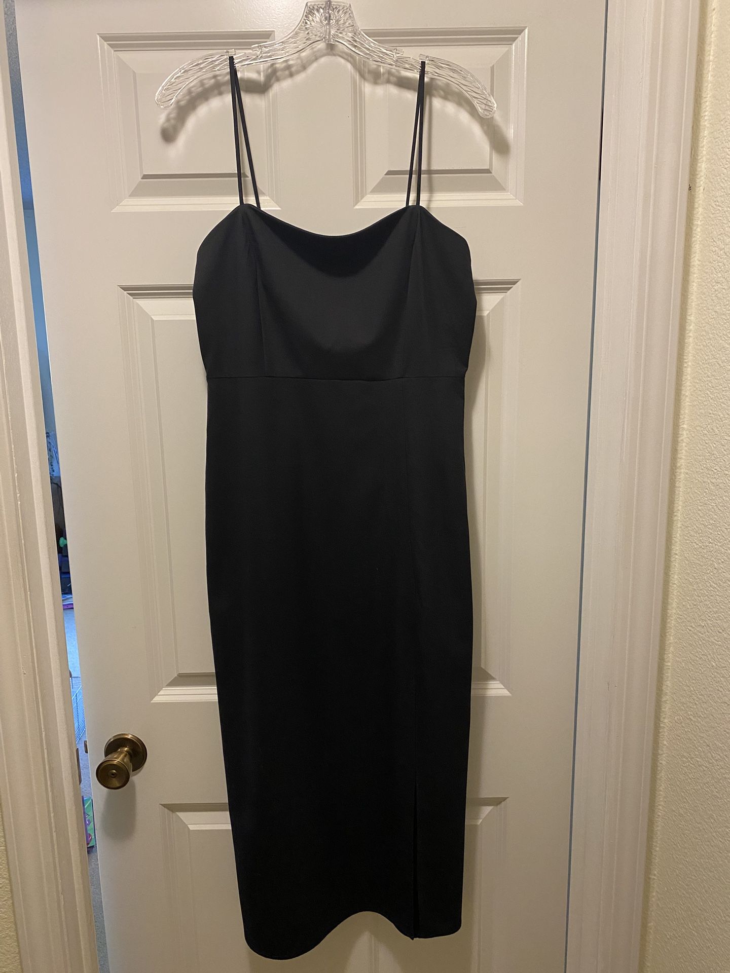 Zara Black Midi Dress With Slit Sleeveless Size Large New With Tags