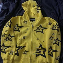 Sp5der Double Layer 5 Star Print Hoodie - Size Medium