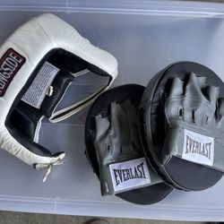 Ringside Boxing Head Gear And Everlast Mitts