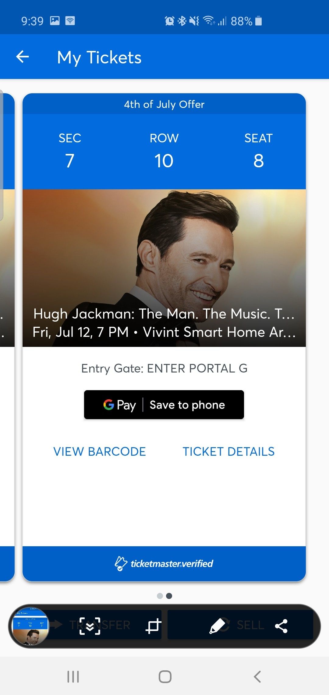 2 Hugh Jackman tickets