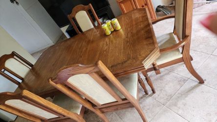 Wood dining table and chairs