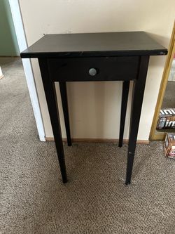 Black Wood Side Table with Drawer