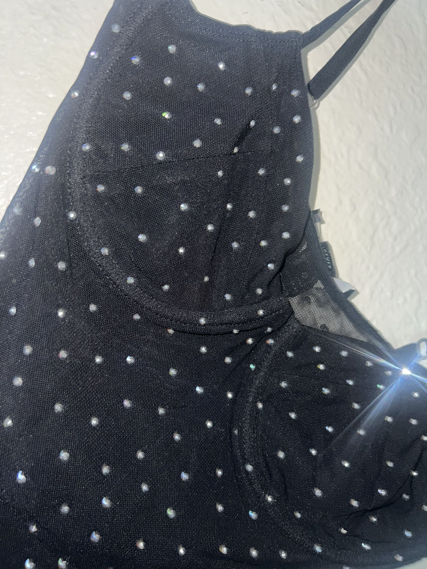 Rhinestone Black Bodysuit