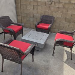 Patio Conversation Set With Fire Pit Table 