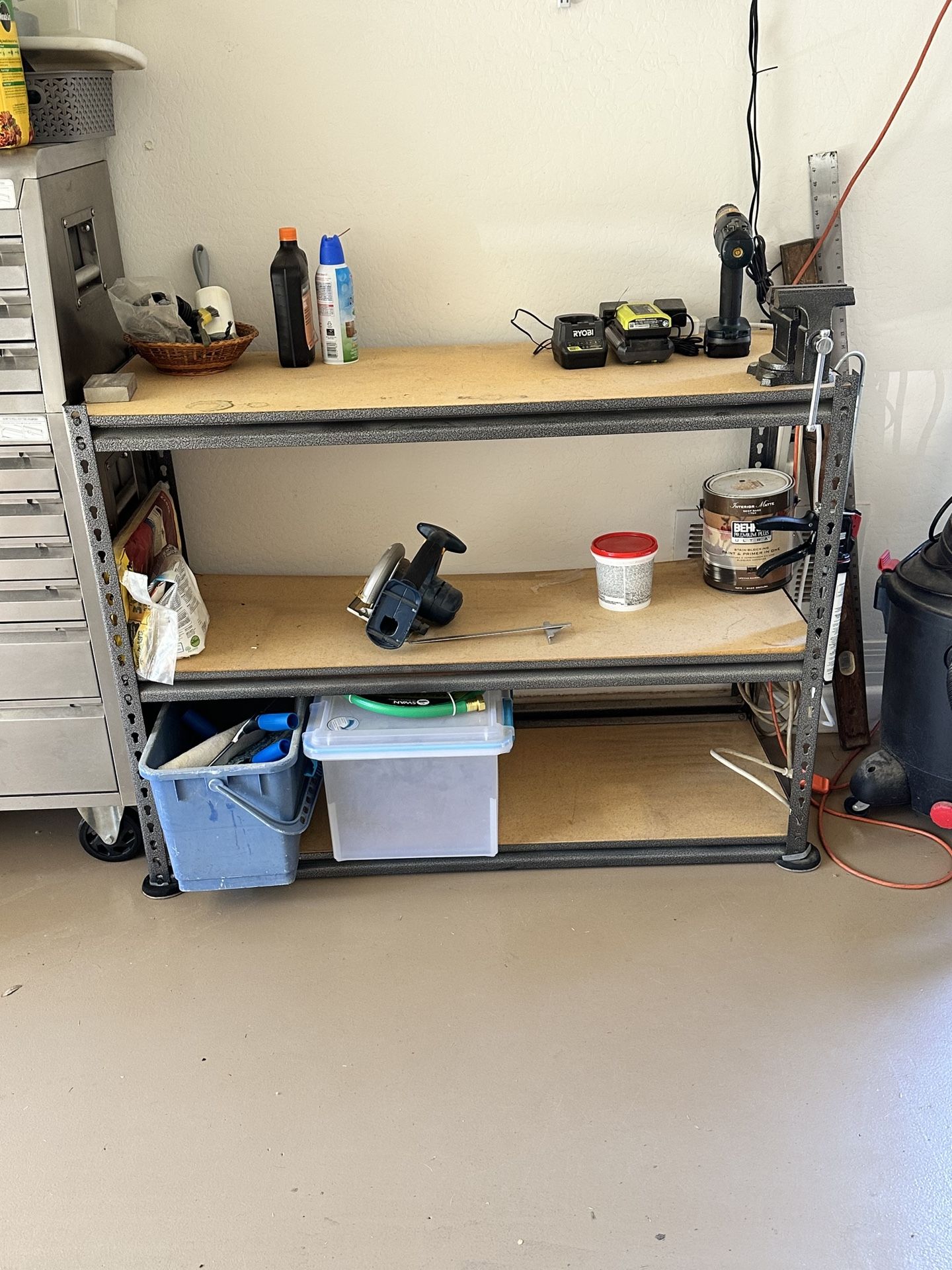 Shelving / Work Bench With Vise 