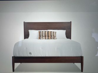 Mid-Century Modern Wood Panel Bed Frame