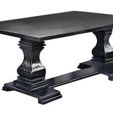 Rustic Antique Black Trestle Base Table Only 