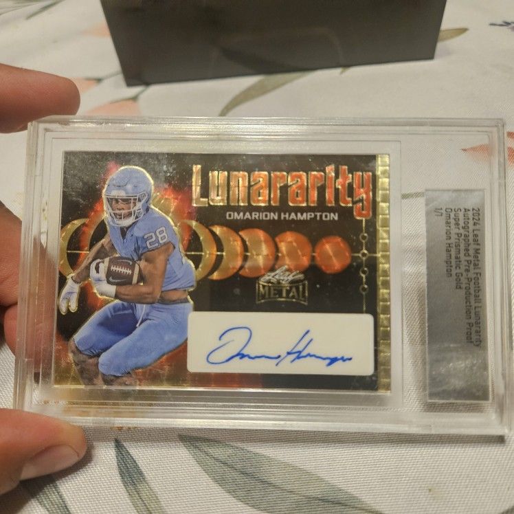 Omarion Hampton Metal Leaf Football Card 2024