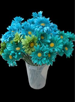Teal and Green Artificial Daisy Bouquet
