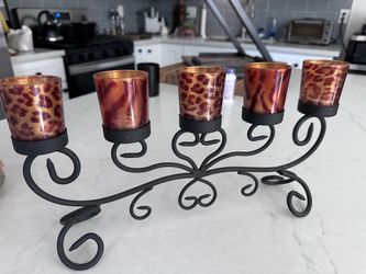 5 TEA CUP CANDLE WROUGHT IRON HOLDER