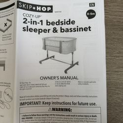 Skip Hop Cozy-Up 2-in-1 Bedside Sleeper Bassinet Gray