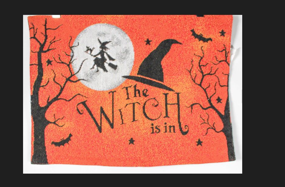 NWT Witchy Pumpkin Tapestry Placemat Centerpiece Linen Decor Halloween Horror