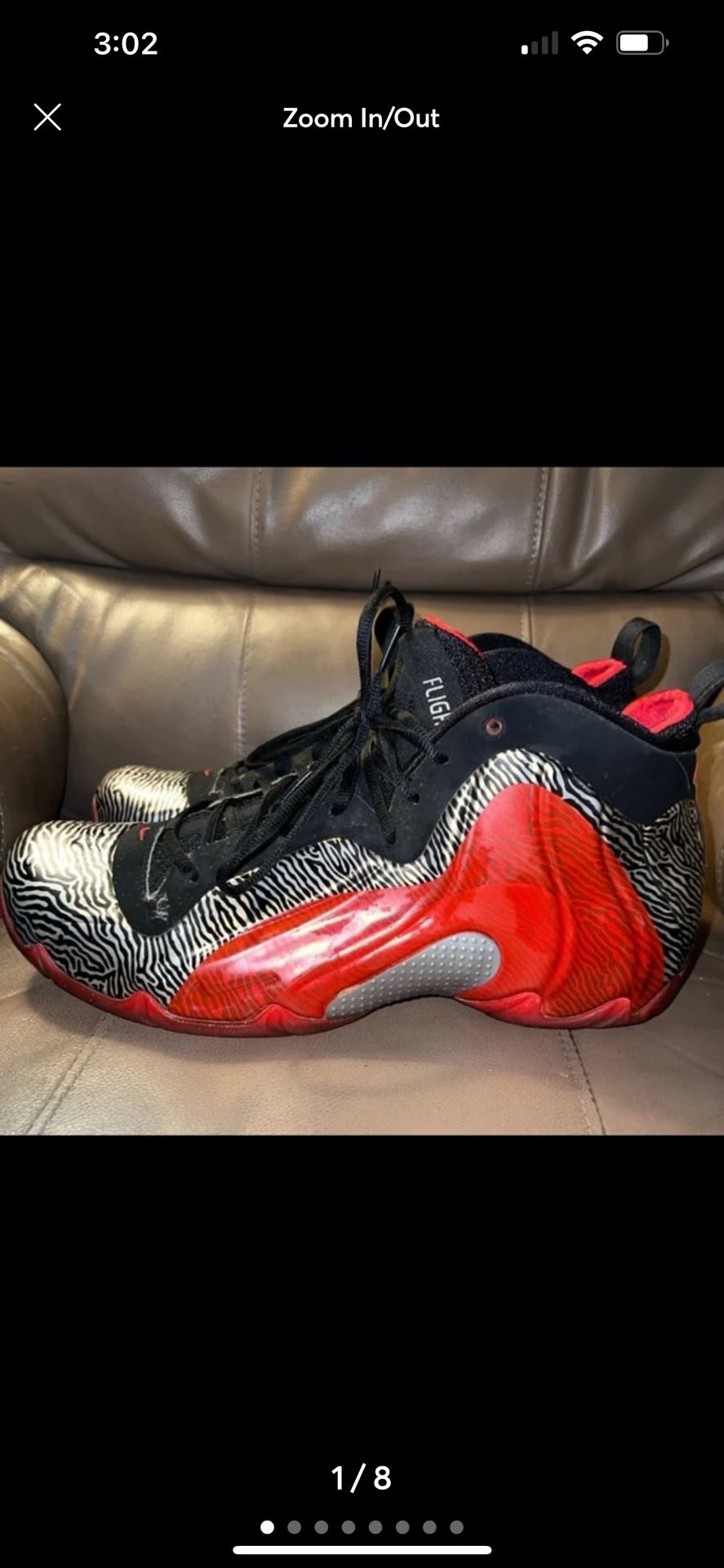 Nike Air Flightposite Exposed Zebra Athletic Sneakers, Men’s Size 13