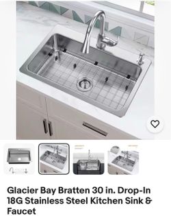 Glacier Bay Bratten 30 in. Drop-In Stainless Steel Kitchen Sink & Faucet