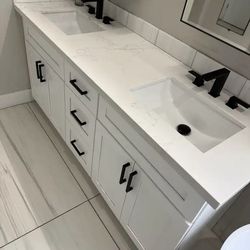 Double sink quartz vanity