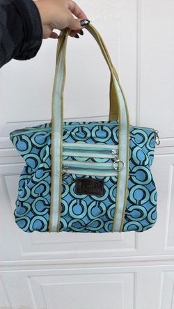 Coach Poppy Tote Bag Blue Op Art Print
