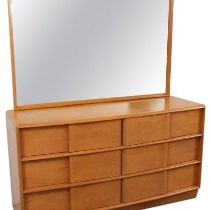 Mid-century 6 Drawer Low Boy With Mirror