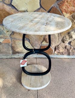 Travertine Limestone Side Table (New)