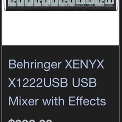 Behringer Xenyx X1222USB Mixer With Effects