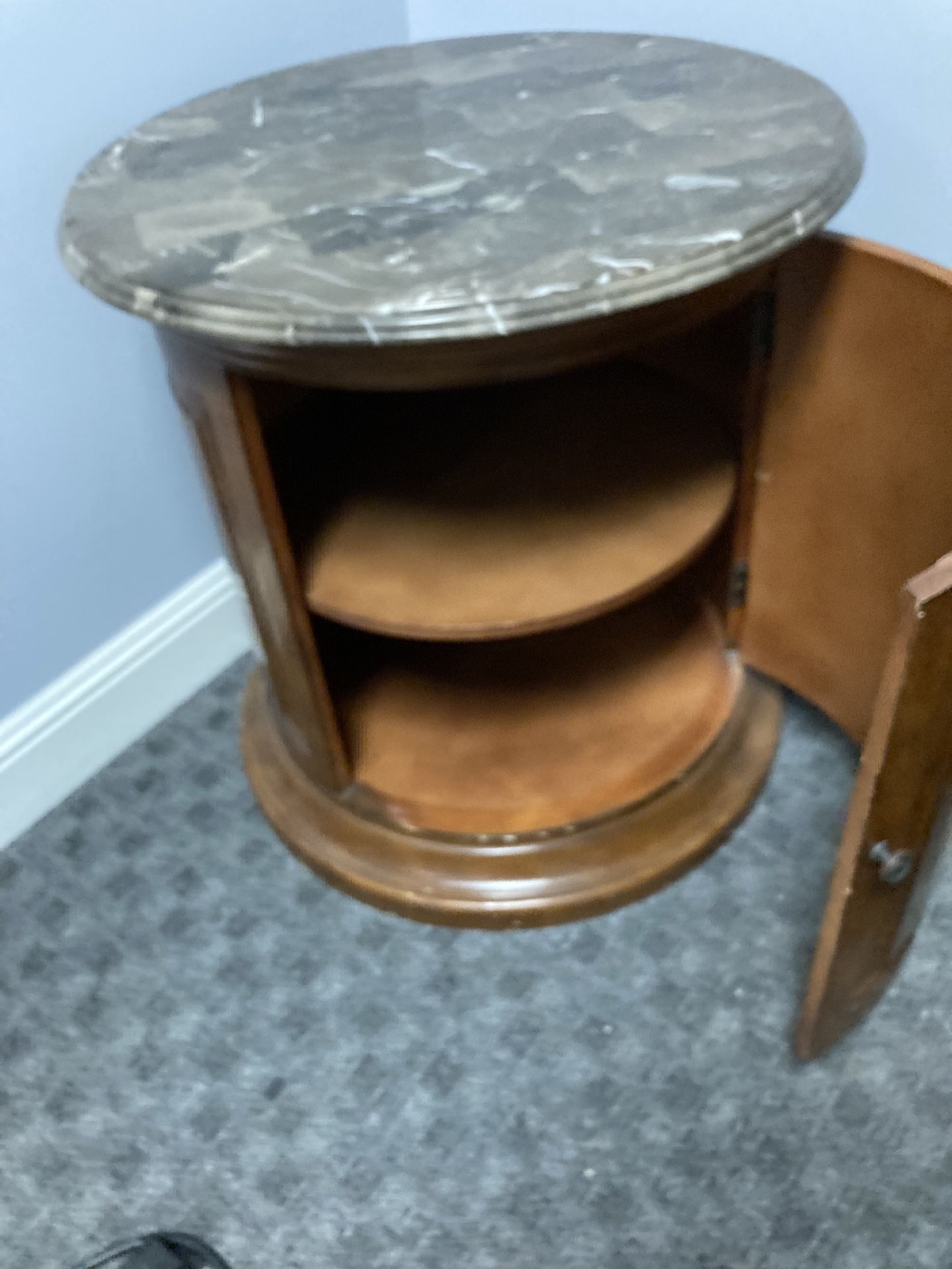 Marble Top Wood End Table