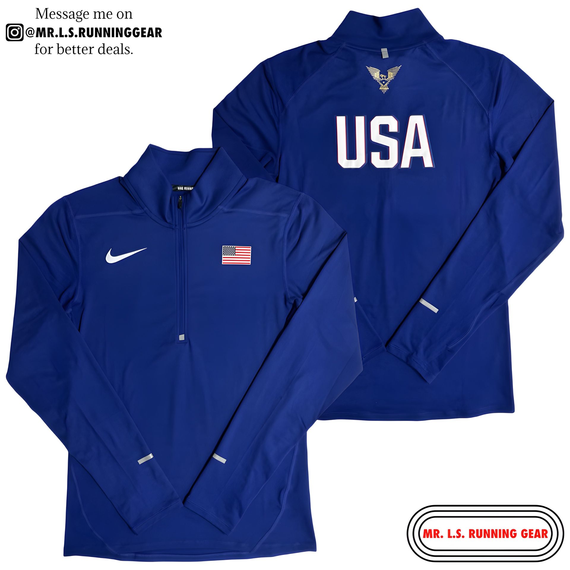 Nike USA Official Team 1/2 Zip Running Top 743459 443